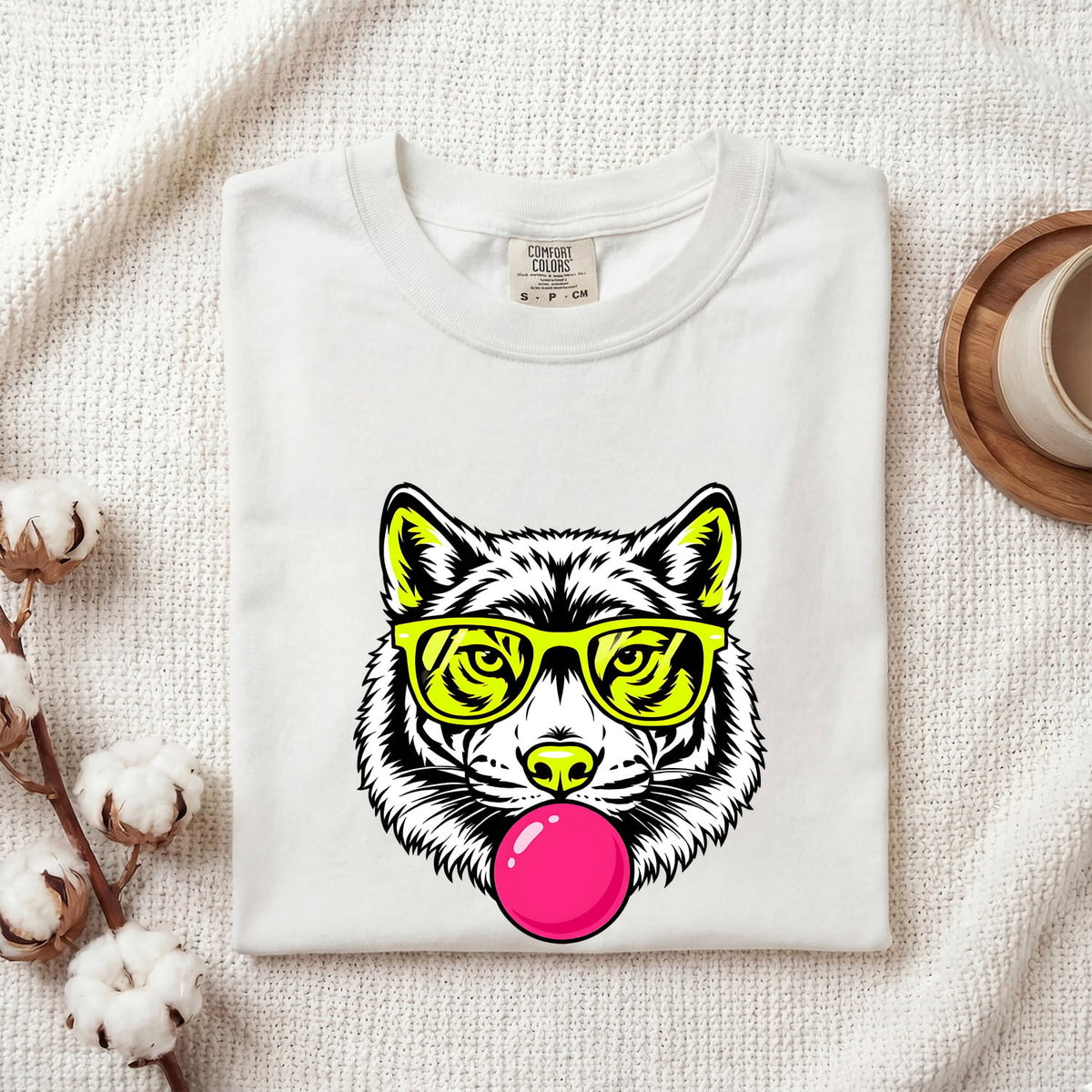 Funny Wolf Shirt, Bubble Gum Wolf Tee, Cool Animal Graphic Tee