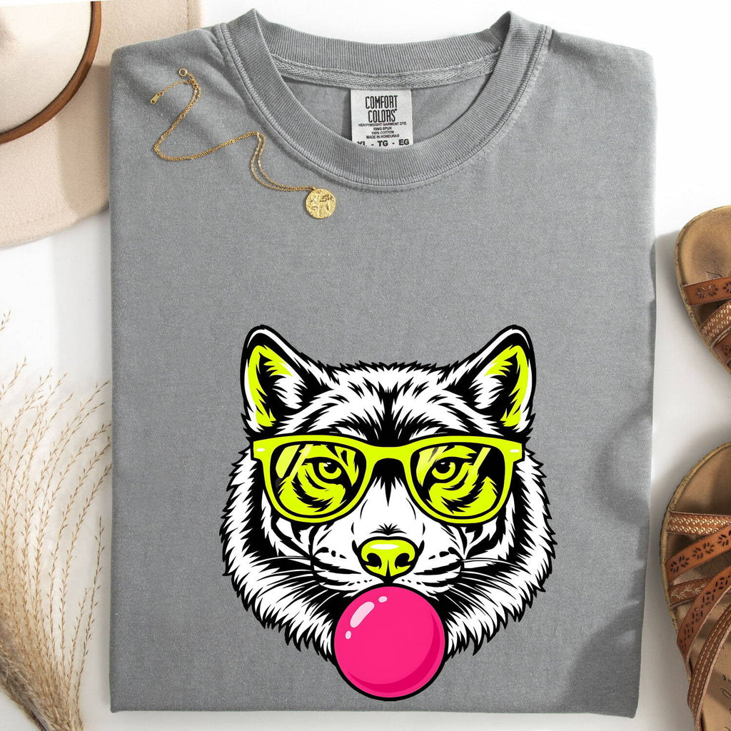 Funny Wolf Shirt, Bubble Gum Wolf Tee, Cool Animal Graphic Tee