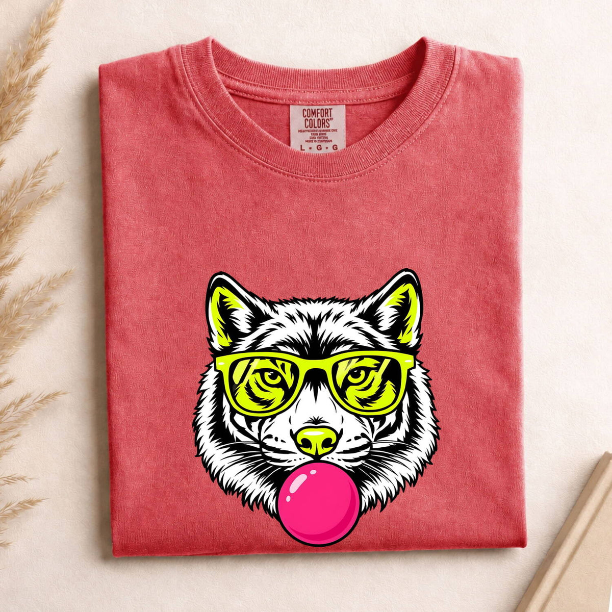 Funny Wolf Shirt, Bubble Gum Wolf Tee, Cool Animal Graphic Tee