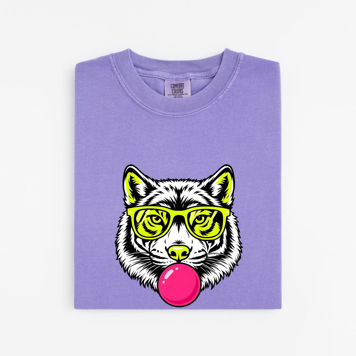 Funny Wolf Shirt, Bubble Gum Wolf Tee, Cool Animal Graphic Tee