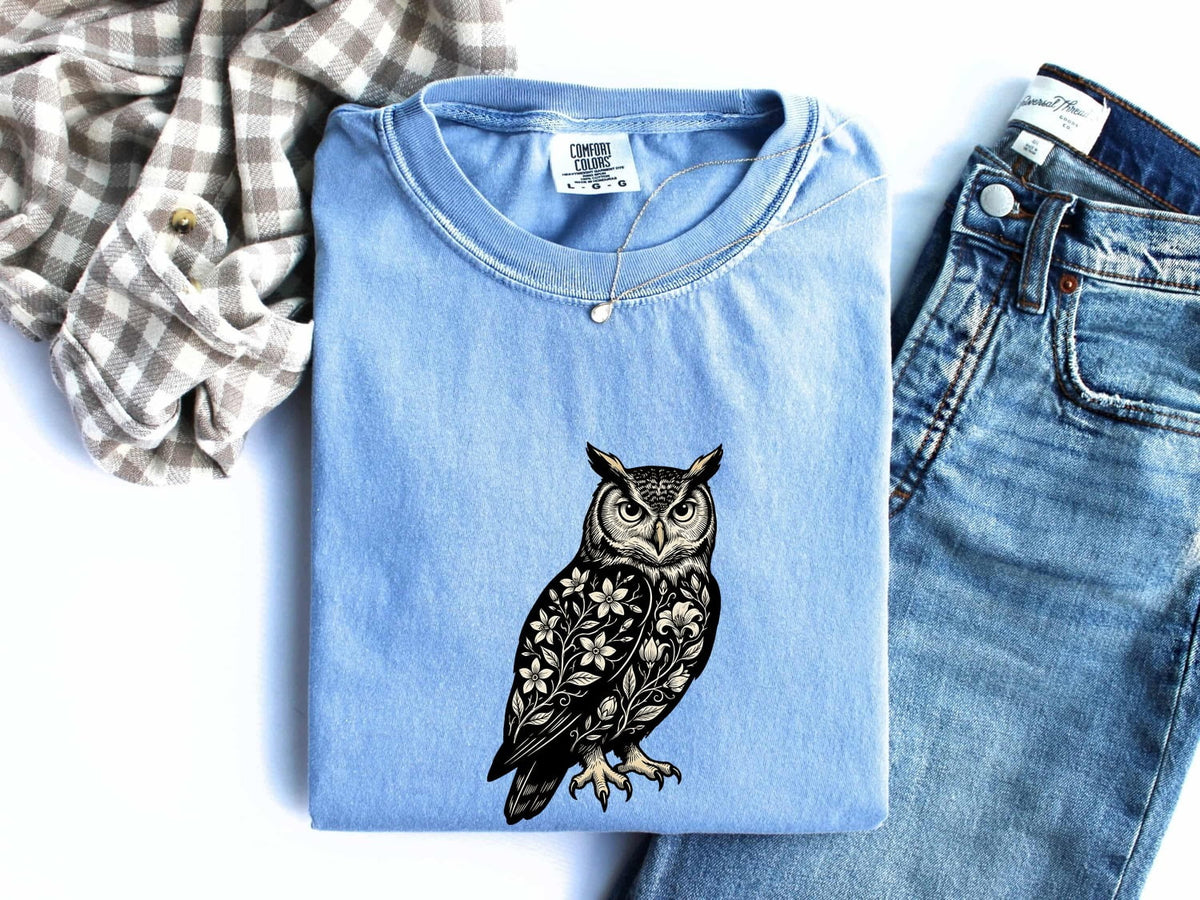 Floral Owl Shirt, Botanical Owl Tee, Owl Lover Gift