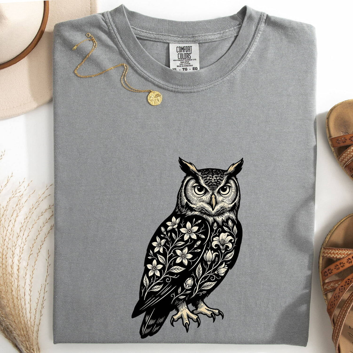 Floral Owl Shirt, Botanical Owl Tee, Owl Lover Gift