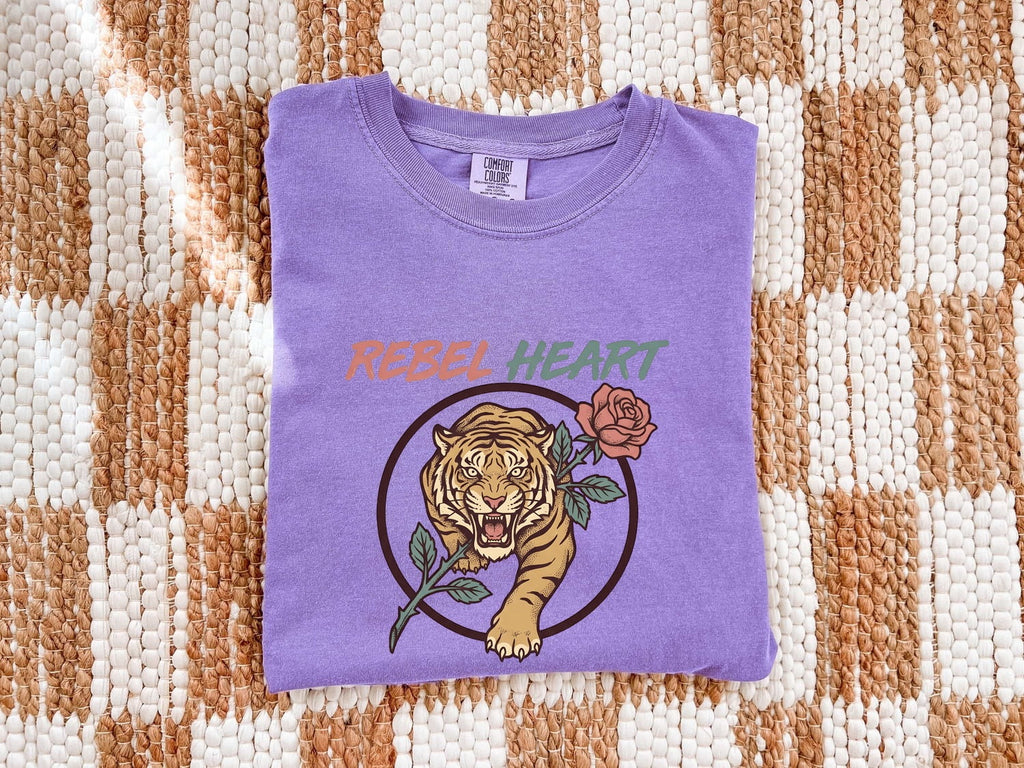 Rebel Heart Shirt, Tiger Graphic Tee, Vintage Tattoo Tee