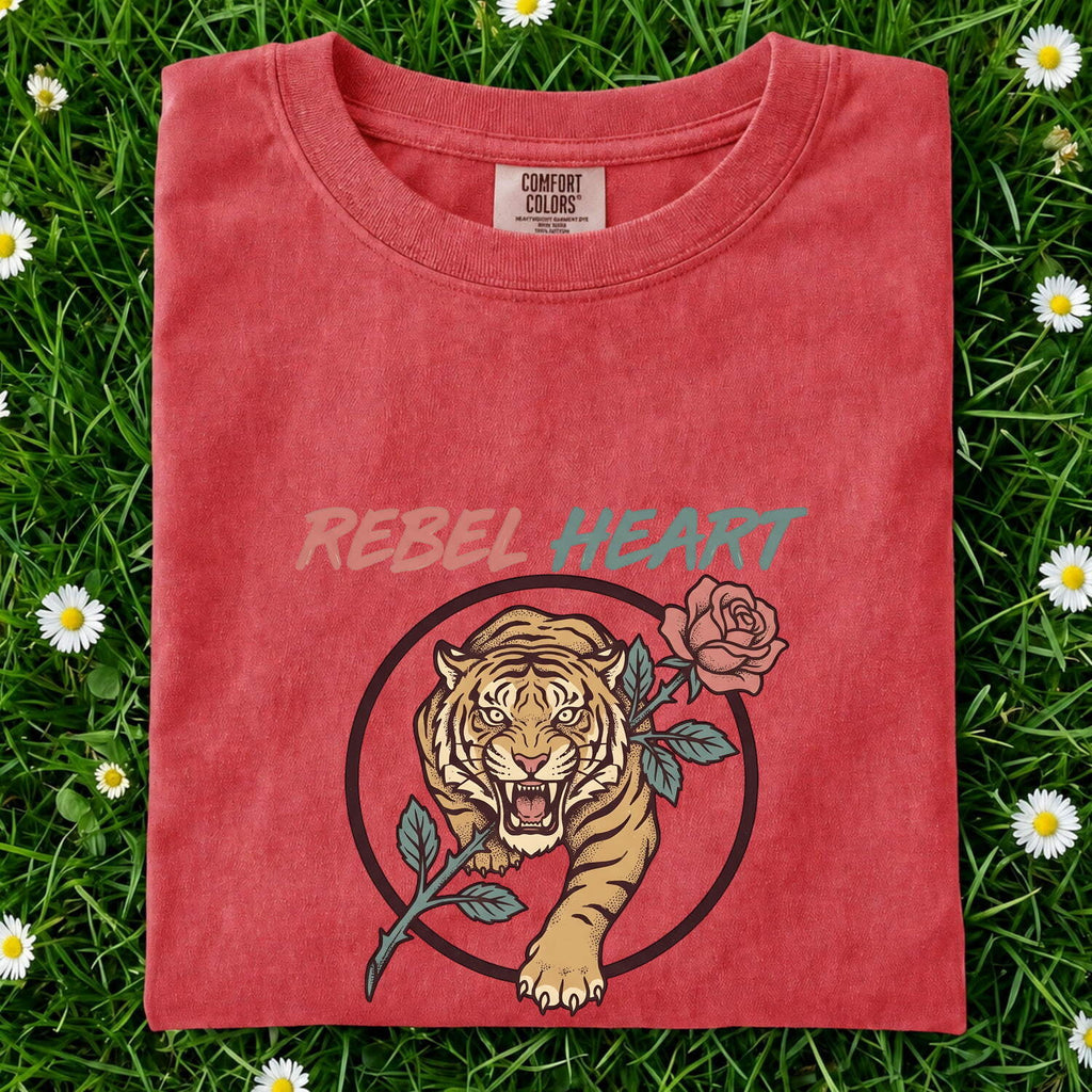 Rebel Heart Shirt, Tiger Graphic Tee, Vintage Tattoo Tee