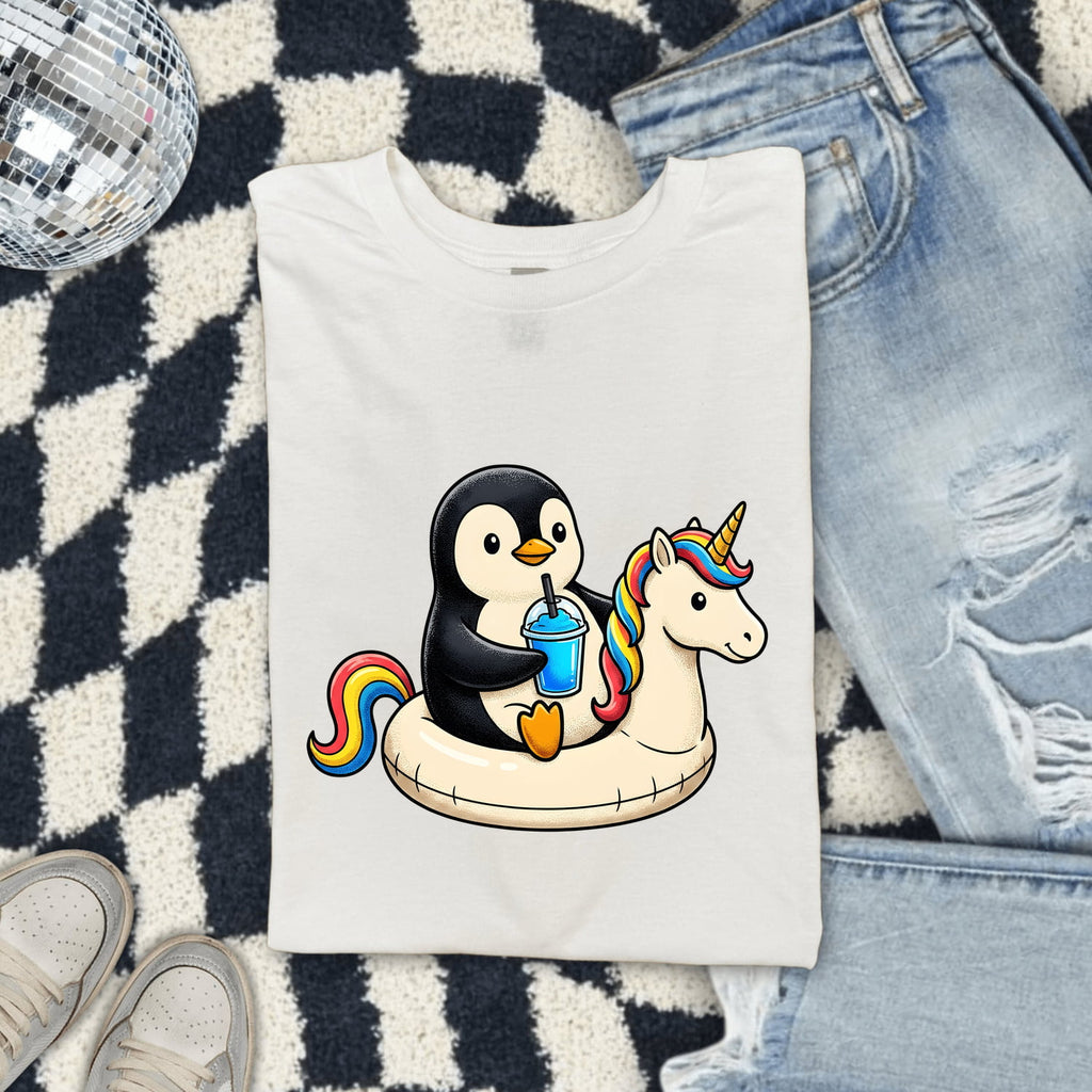 Penguin Pool Float Shirt, Funny Vacation Tee, Unicorn Float Tee