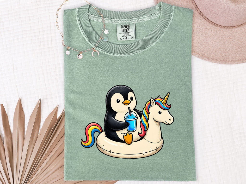 Penguin Pool Float Shirt, Funny Vacation Tee, Unicorn Float Tee