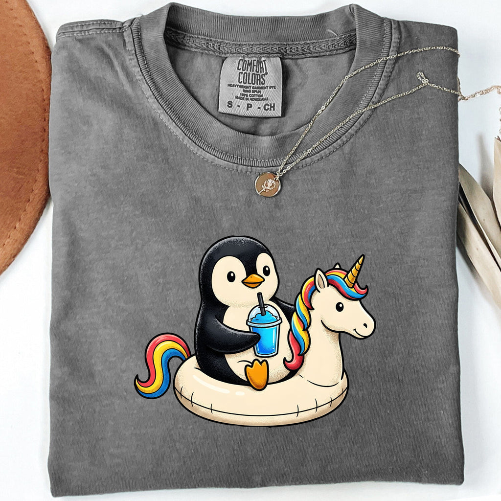 Penguin Pool Float Shirt, Funny Vacation Tee, Unicorn Float Tee