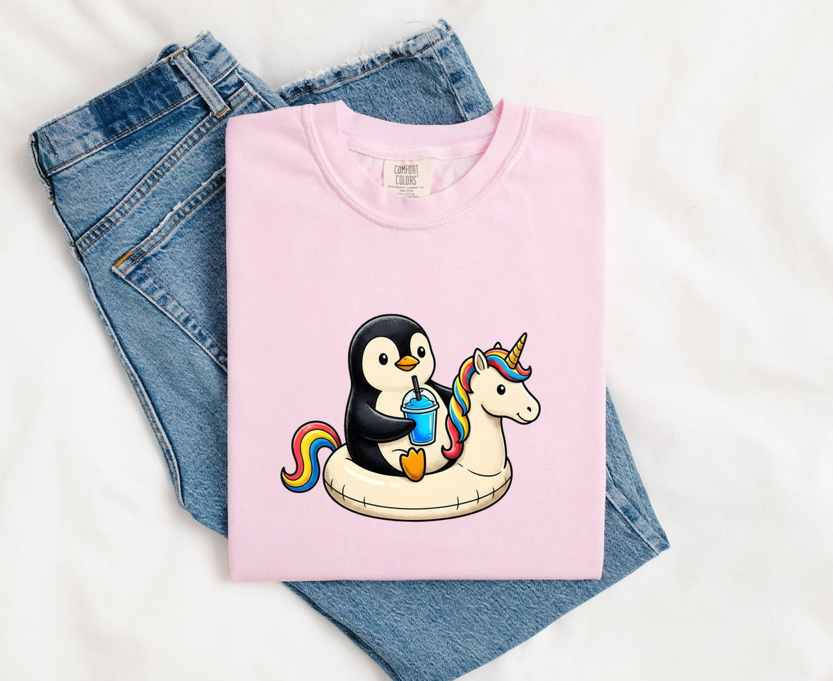 Penguin Pool Float Shirt, Funny Vacation Tee, Unicorn Float Tee