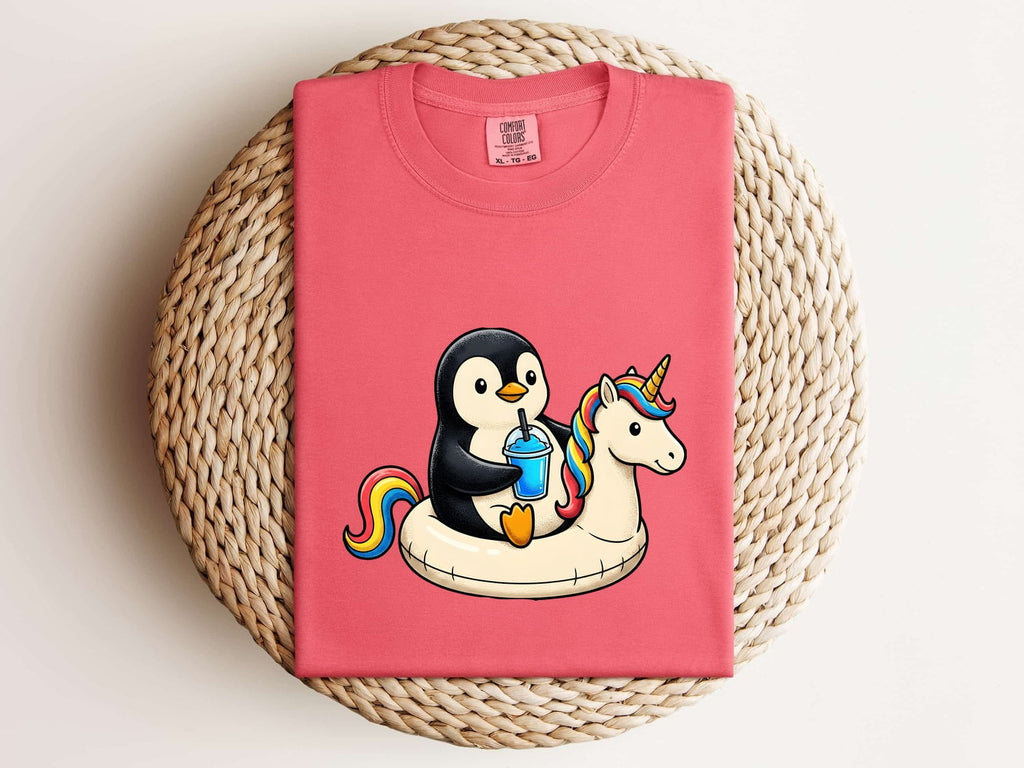 Penguin Pool Float Shirt, Funny Vacation Tee, Unicorn Float Tee