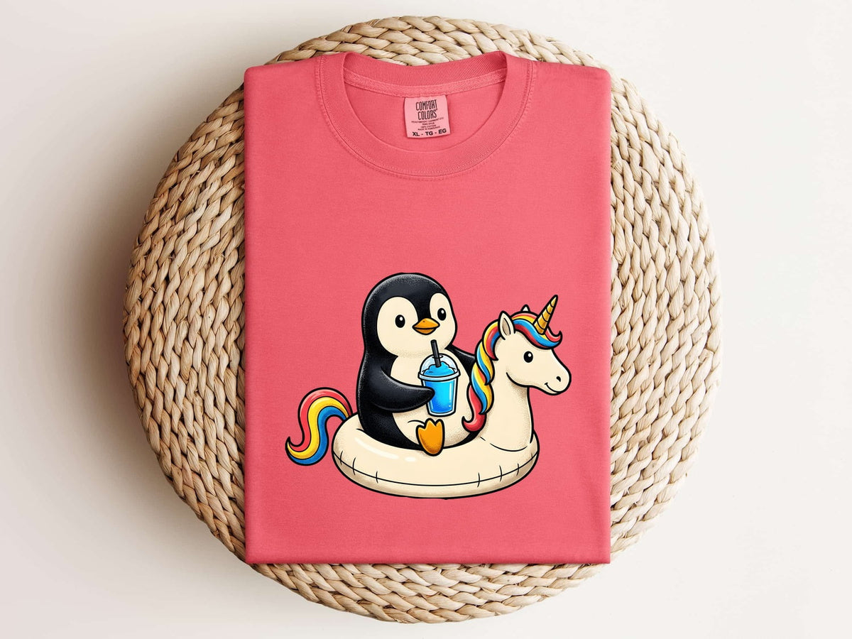 Penguin Pool Float Shirt, Funny Vacation Tee, Unicorn Float Tee