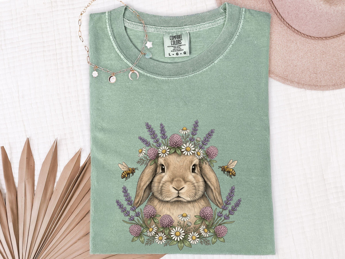 Floral Bunny Shirt, Rabbit Graphic Tee, Cottagecore Tee