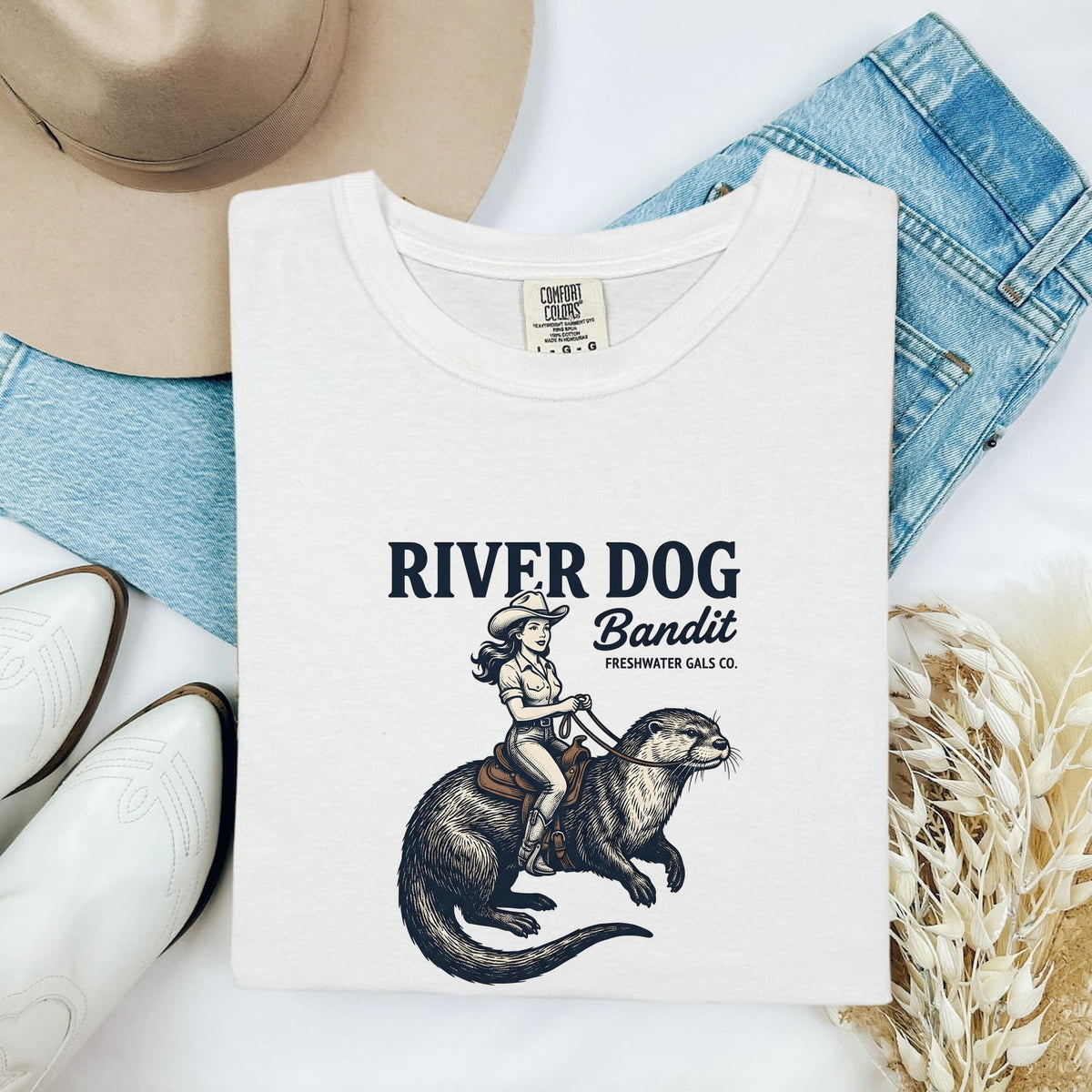 River Dog Bandit Shirt, Funny Otter Tee, Western Cowgirl Graphic Tee