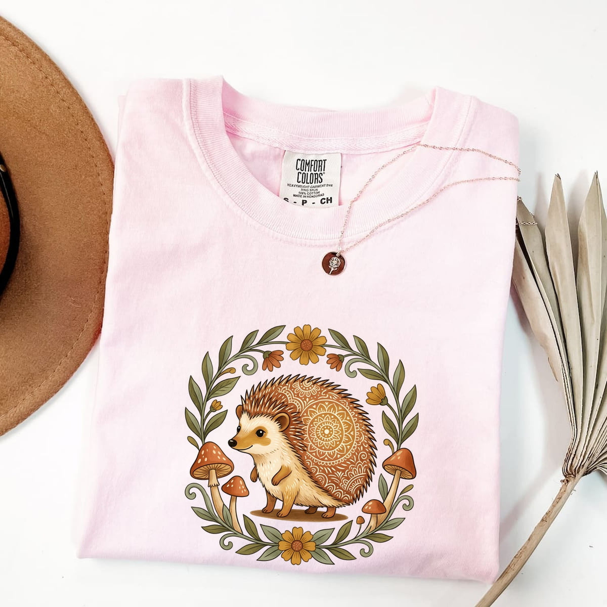 Cute Hedgehog Shirt, Cottagecore Graphic Tee, Woodland Animal Tee