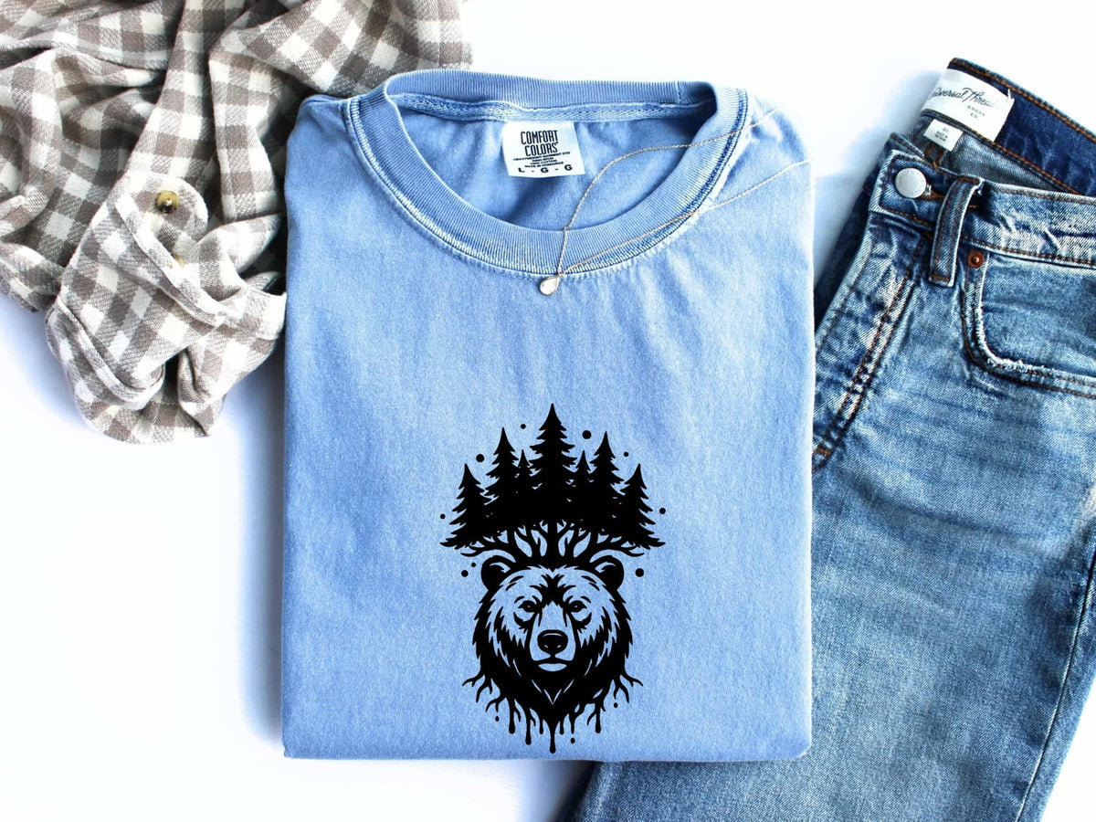 Bear Forest Shirt, Grizzly Bear Graphic Tee, Mountain Nature Tee