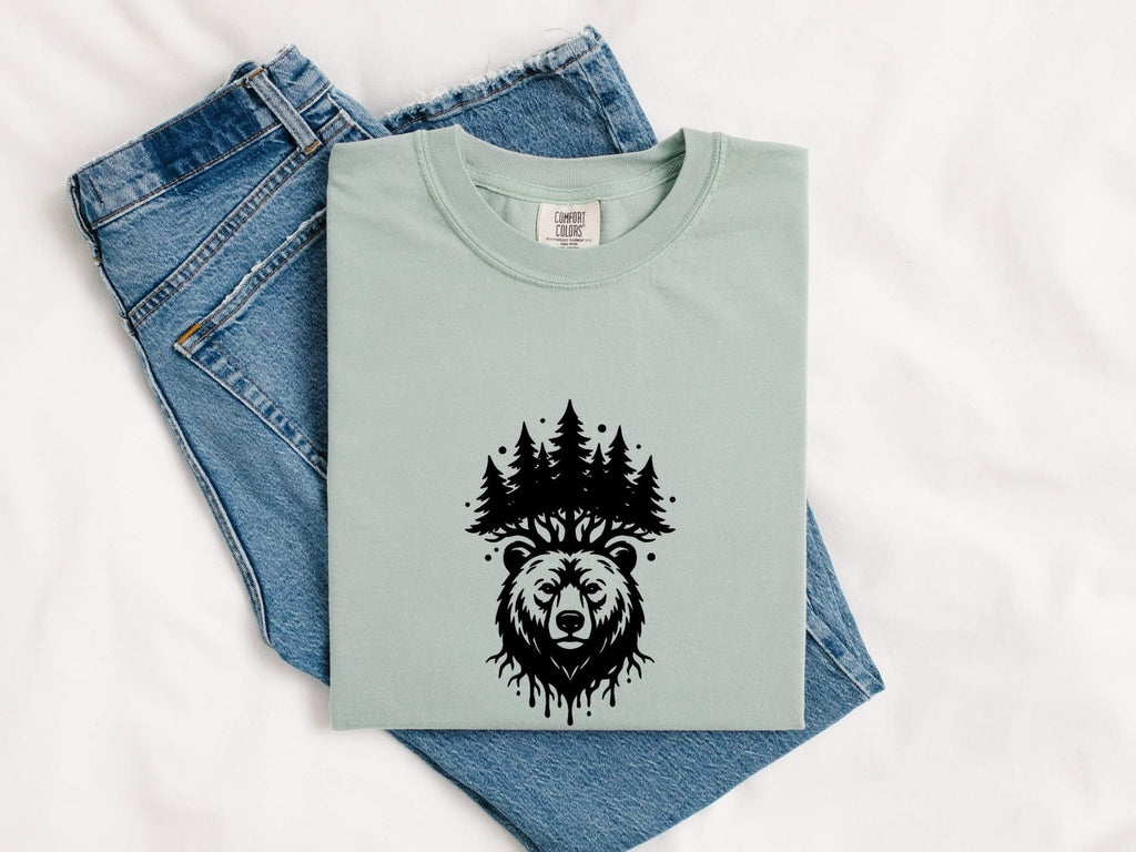Bear Forest Shirt, Grizzly Bear Graphic Tee, Mountain Nature Tee