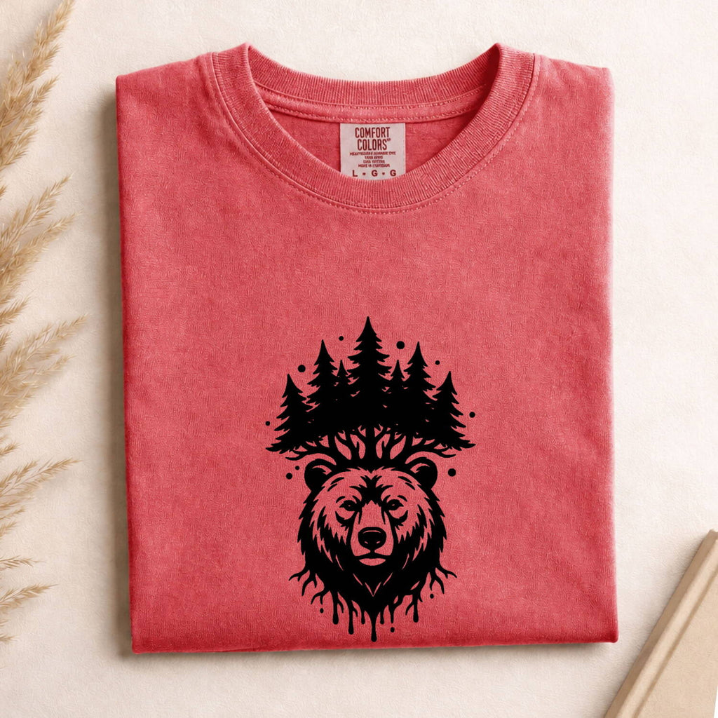 Bear Forest Shirt, Grizzly Bear Graphic Tee, Mountain Nature Tee