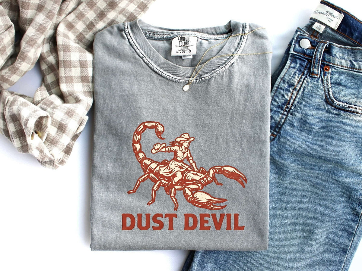 Dust Devil Scorpion Cowboy Shirt, Western Graphic Tee, Funny Desert Tee