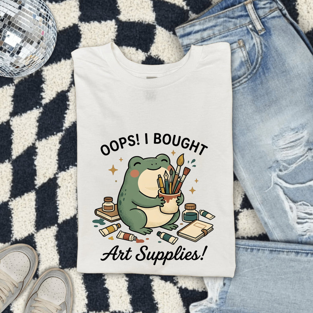 Oops I Bought Art Supplies Shirt, Funny Artist Frog Tee, Crafter Gift