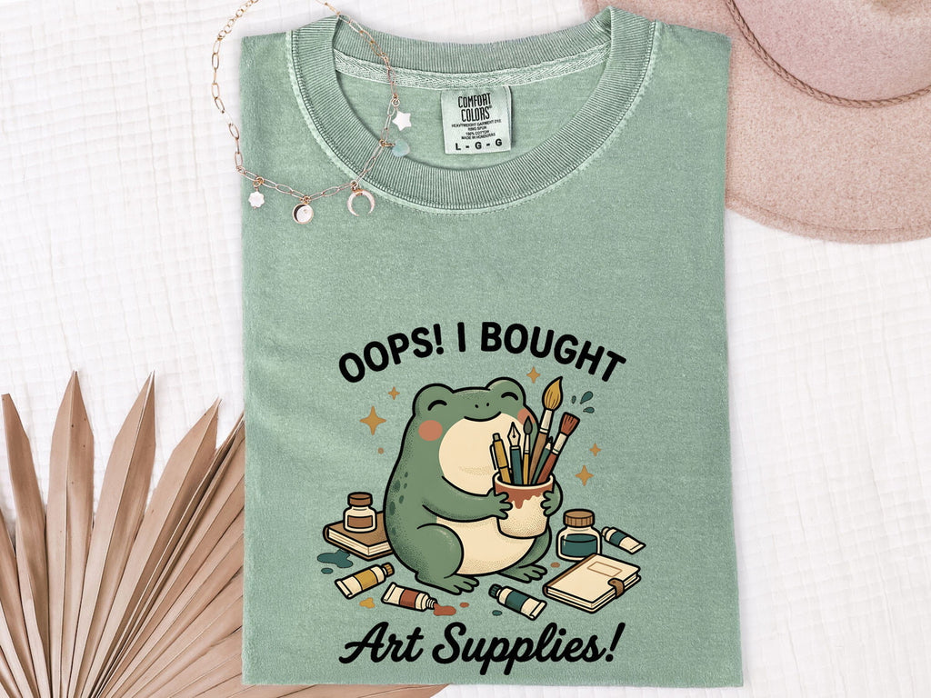 Oops I Bought Art Supplies Shirt, Funny Artist Frog Tee, Crafter Gift