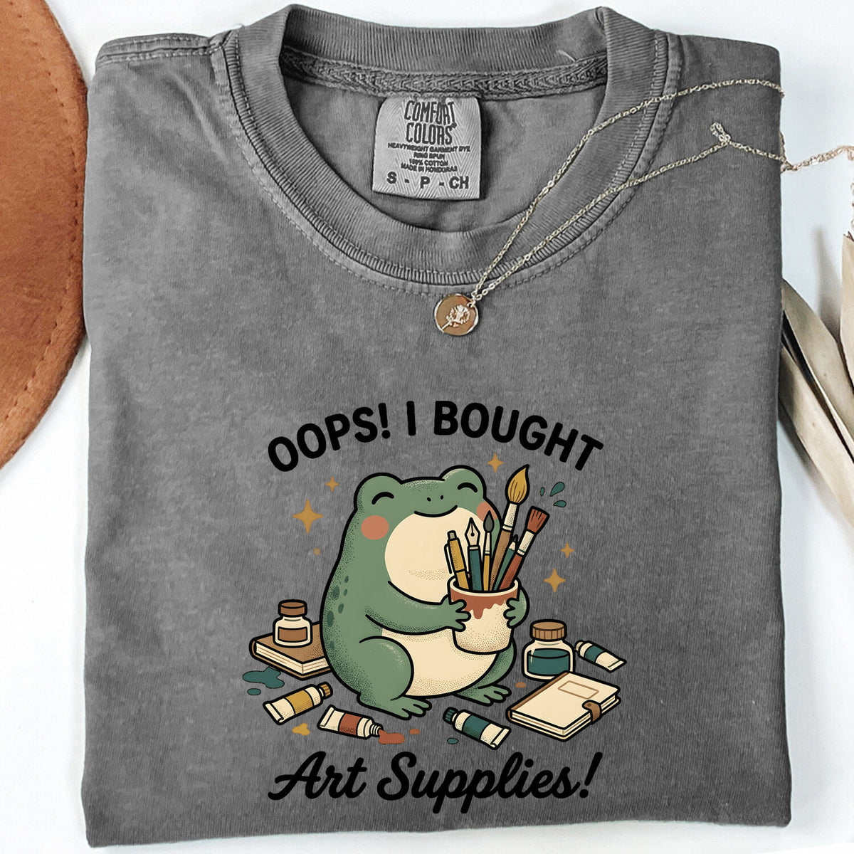 Oops I Bought Art Supplies Shirt, Funny Artist Frog Tee, Crafter Gift