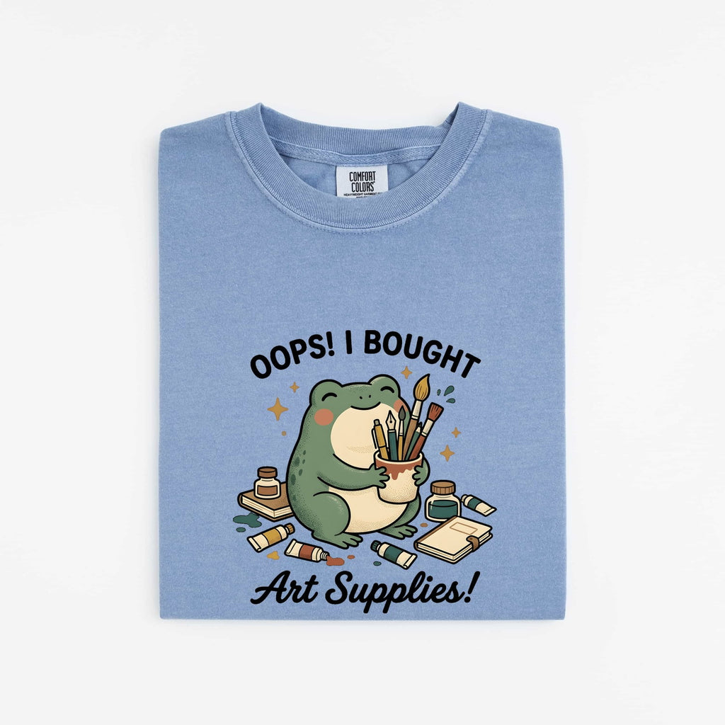 Oops I Bought Art Supplies Shirt, Funny Artist Frog Tee, Crafter Gift