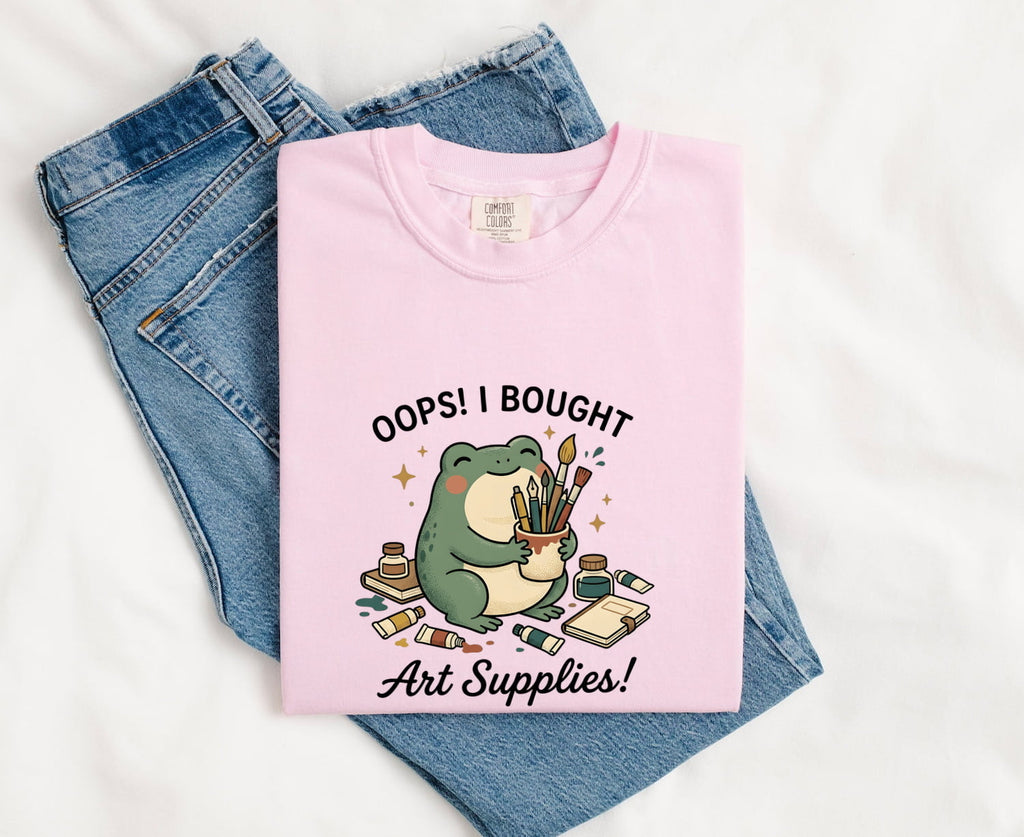 Oops I Bought Art Supplies Shirt, Funny Artist Frog Tee, Crafter Gift