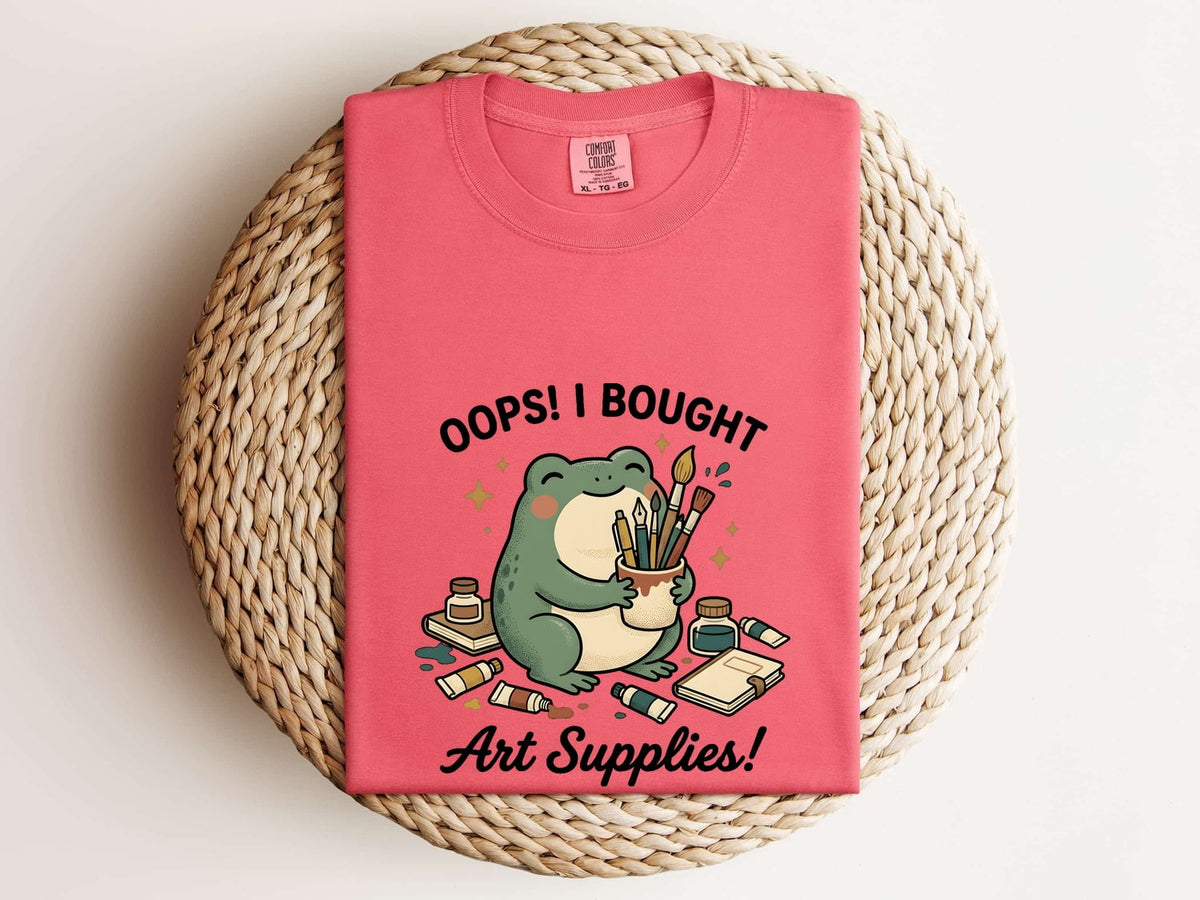 Oops I Bought Art Supplies Shirt, Funny Artist Frog Tee, Crafter Gift