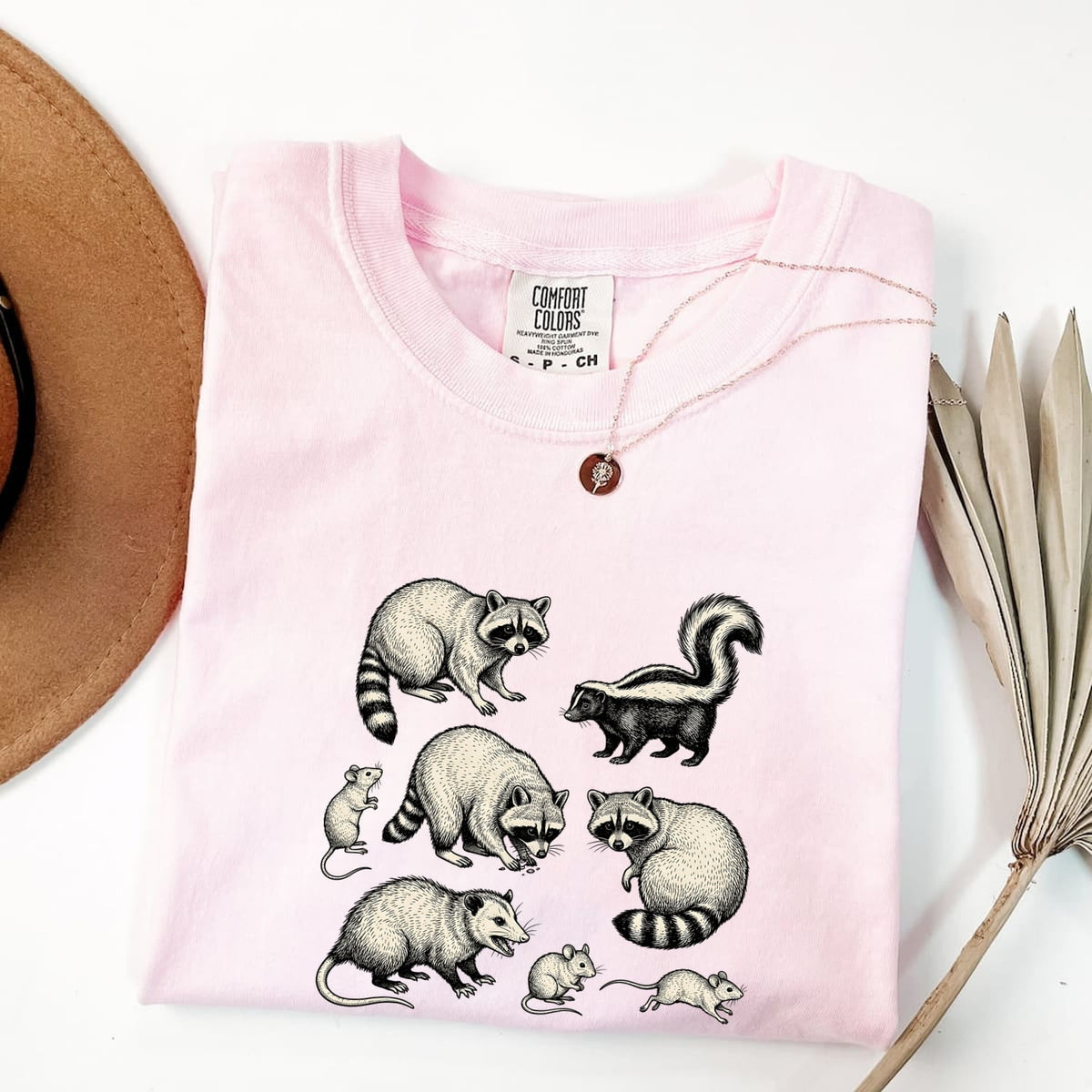 Woodland Animals Shirt, Raccoon Skunk Opossum Tee, Forest Animal Tee