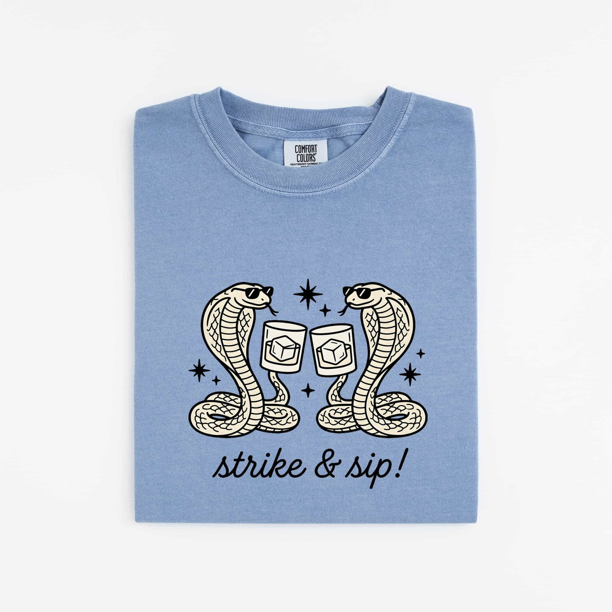 Strike and Sip Snake Shirt, Funny Cobra Cocktail Tee, Snake Lover Gift