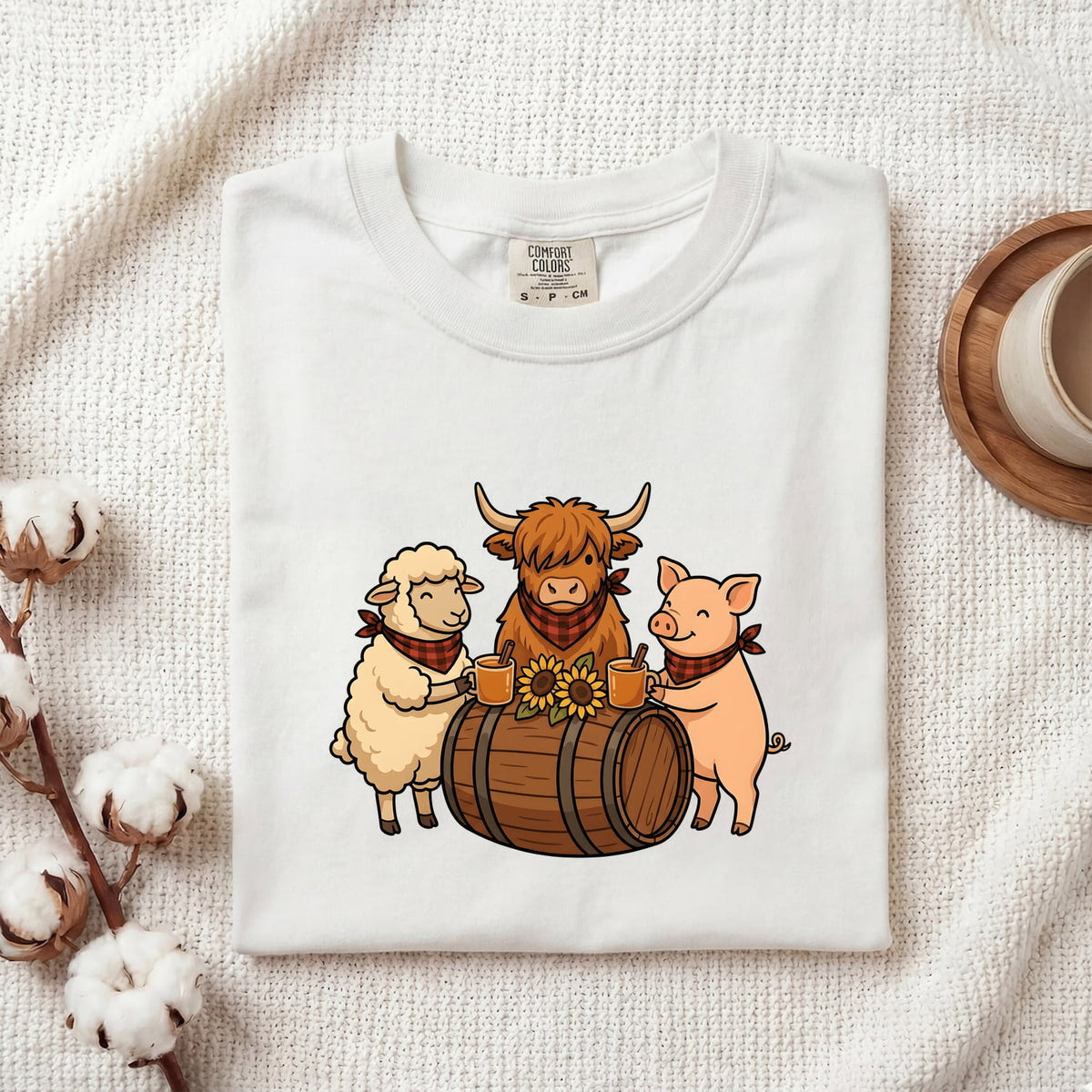 Cute Farm Animals Shirt, Highland Cow Pig and Sheep Tee, Country Girl Tee
