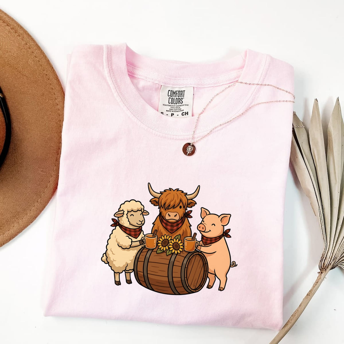 Cute Farm Animals Shirt, Highland Cow Pig and Sheep Tee, Country Girl Tee