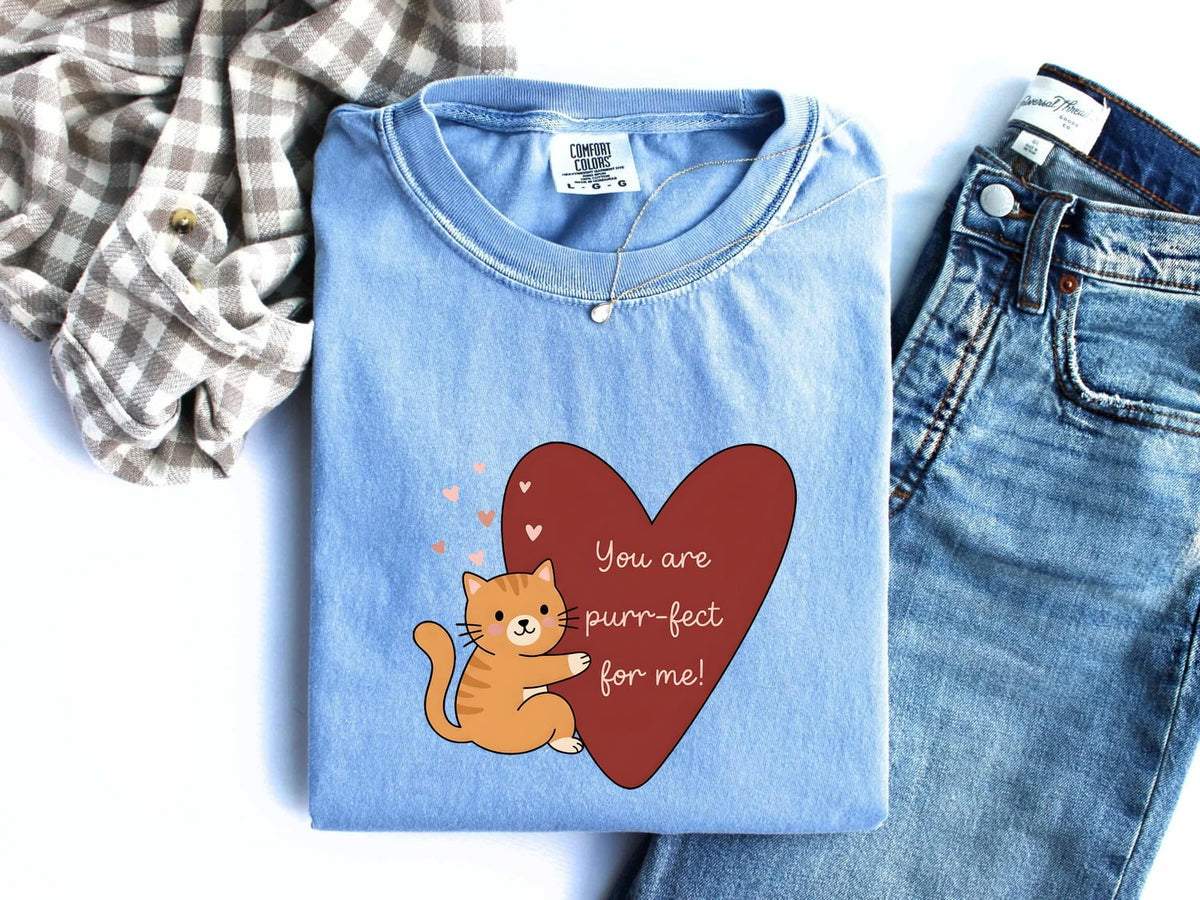 Purrfect for Me Cat Shirt, Cute Valentine Cat Tee, Cat Lover Gift for Her