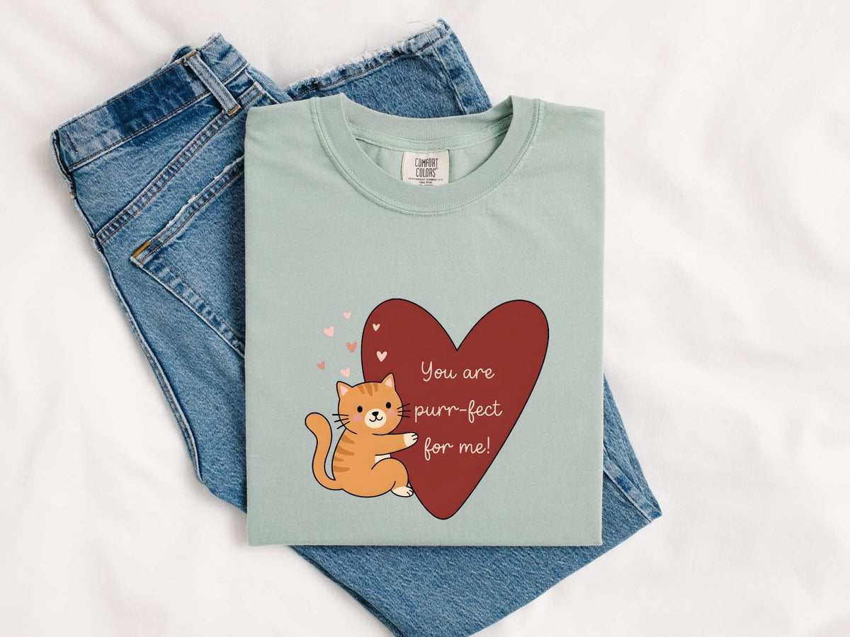 Purrfect for Me Cat Shirt, Cute Valentine Cat Tee, Cat Lover Gift for Her