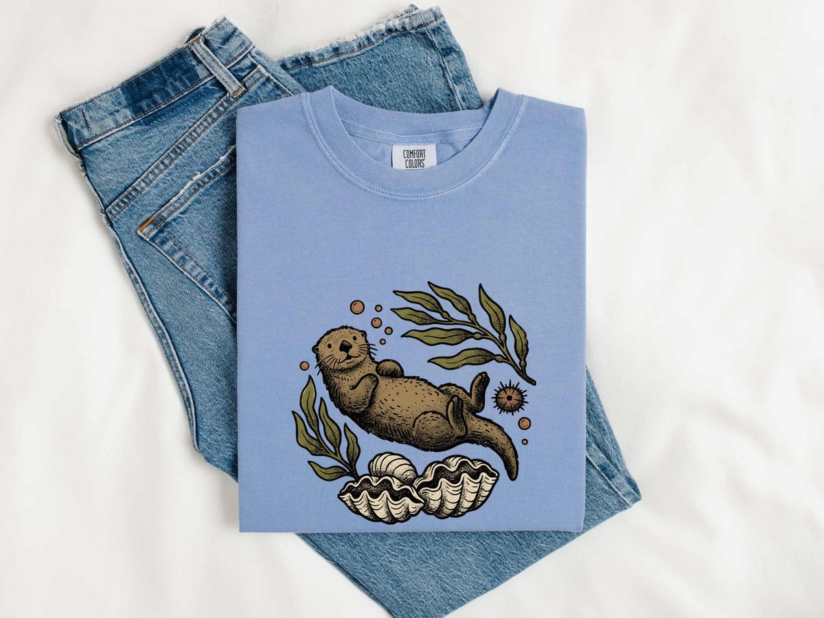 Sea Otter Shirt, Cute Otter Tee, Coastal Graphic Tee