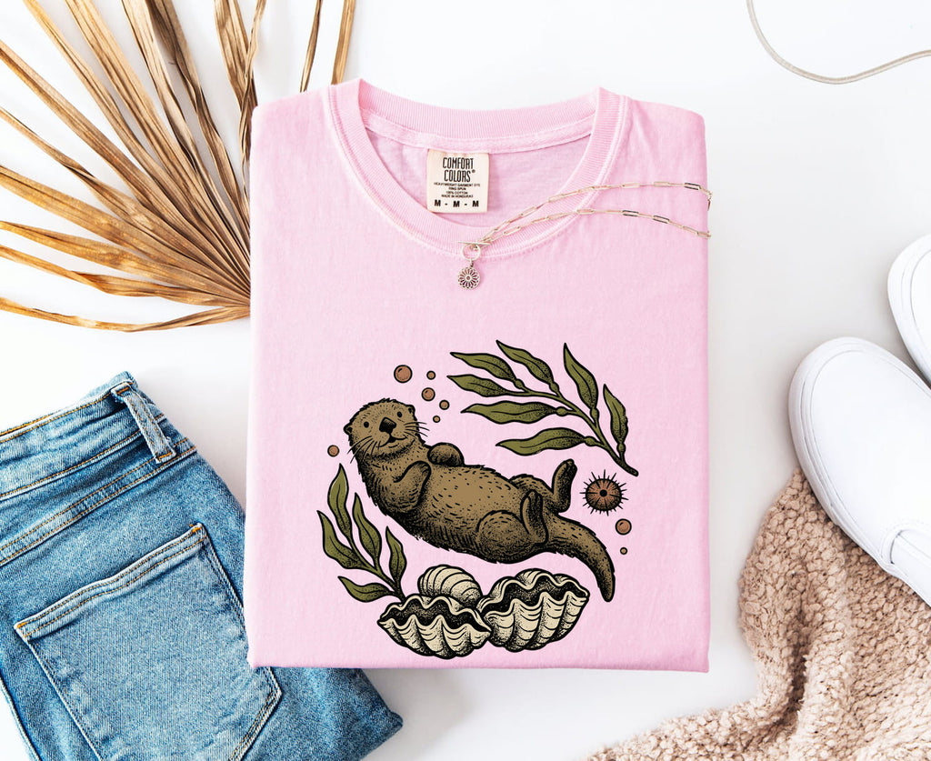 Sea Otter Shirt, Cute Otter Tee, Coastal Graphic Tee