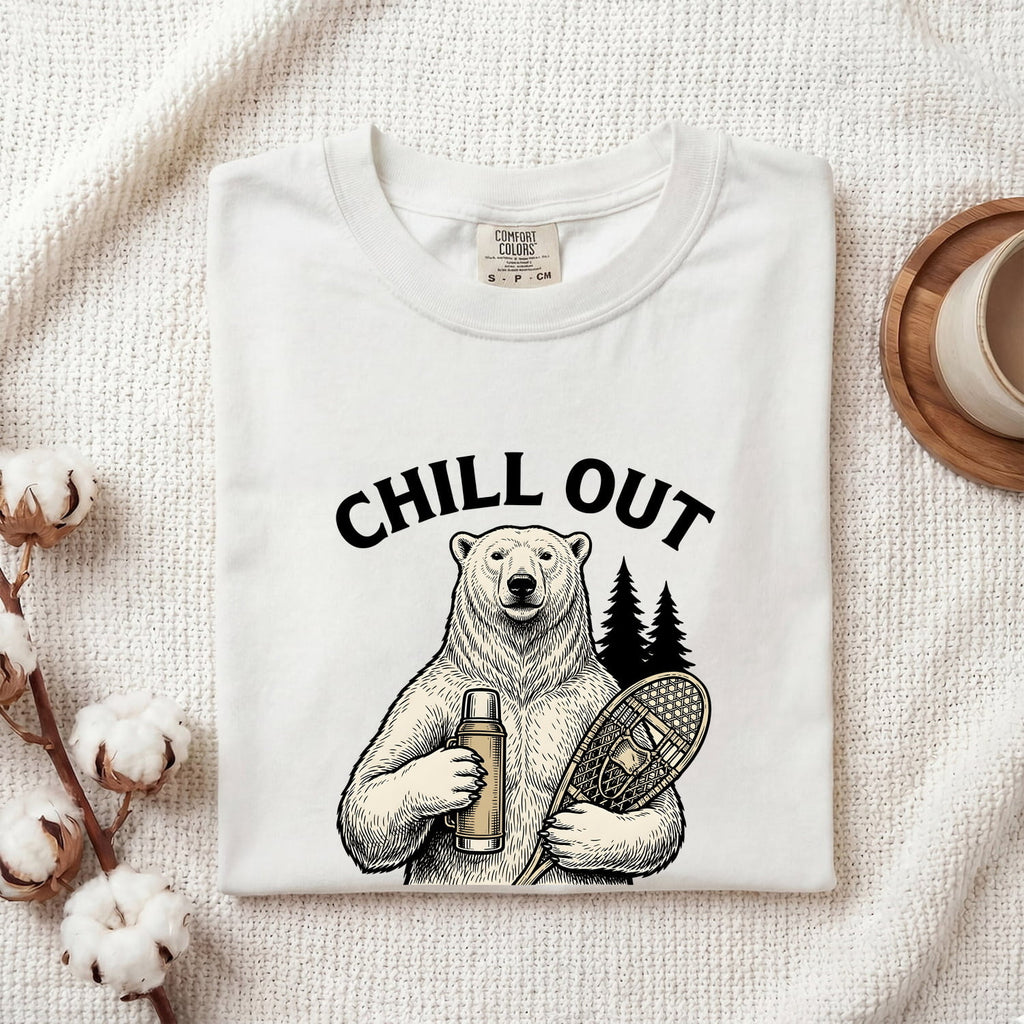 Chill Out Bear Shirt, Funny Polar Bear Tee, Outdoor Adventure Graphic Tee