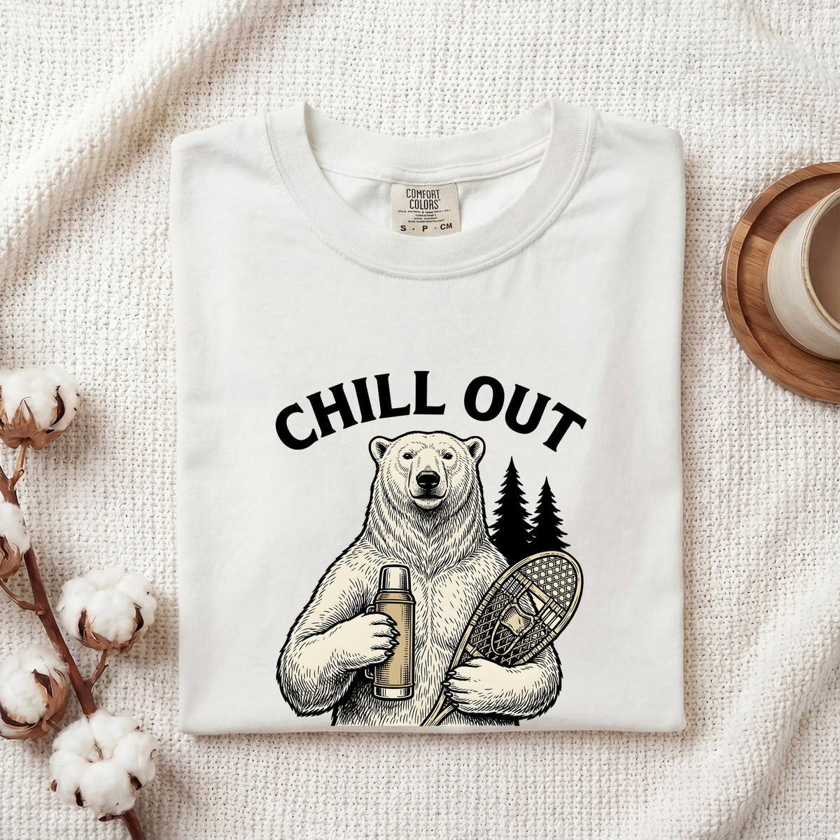 Chill Out Bear Shirt, Funny Polar Bear Tee, Outdoor Adventure Graphic Tee