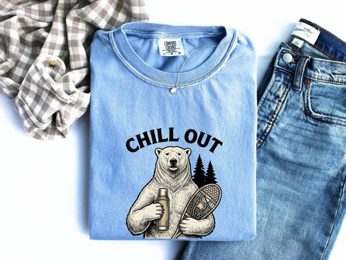 Chill Out Bear Shirt, Funny Polar Bear Tee, Outdoor Adventure Graphic Tee