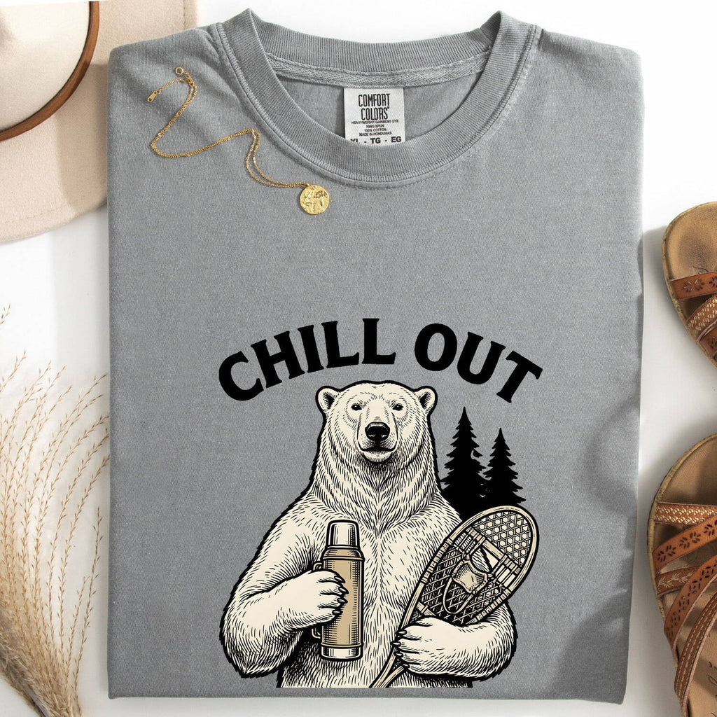 Chill Out Bear Shirt, Funny Polar Bear Tee, Outdoor Adventure Graphic Tee