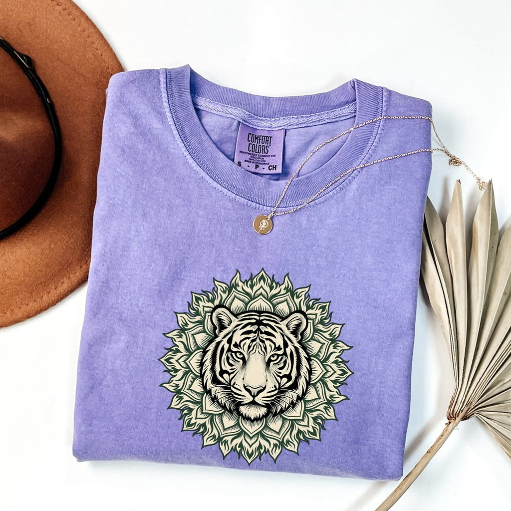 Tiger Shirt, Botanical Tiger Graphic Tee, Mandala Animal Tee