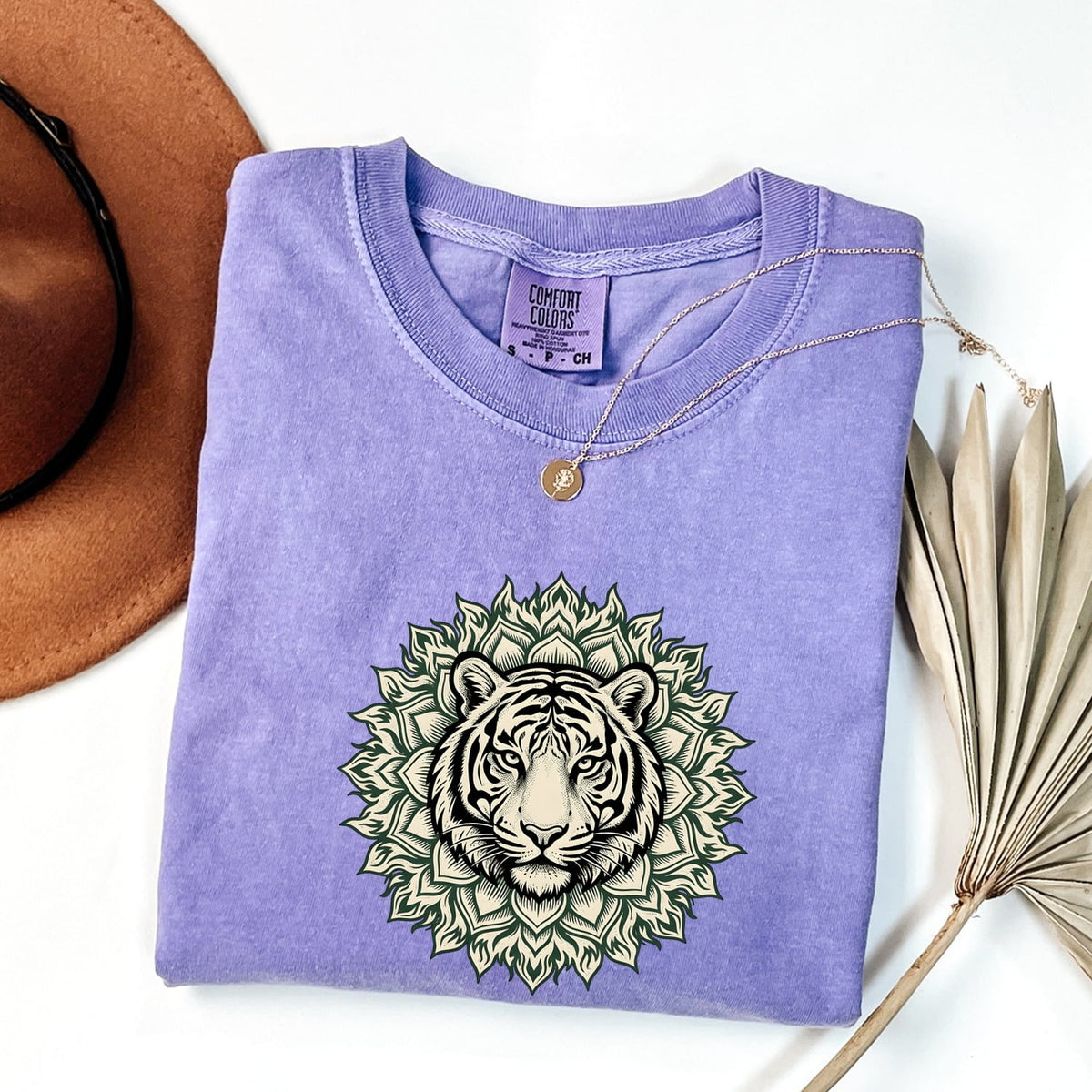 Tiger Shirt, Botanical Tiger Graphic Tee, Mandala Animal Tee