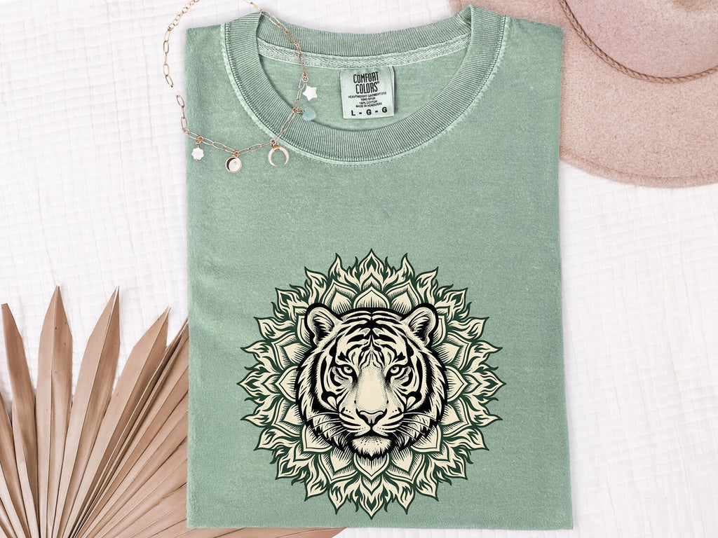 Tiger Shirt, Botanical Tiger Graphic Tee, Mandala Animal Tee