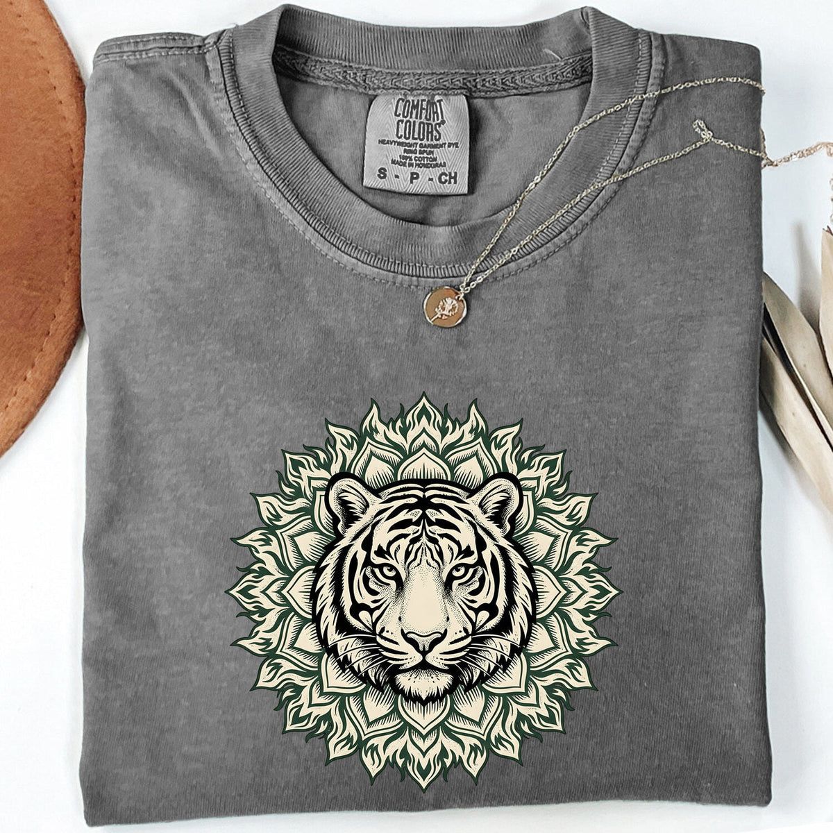 Tiger Shirt, Botanical Tiger Graphic Tee, Mandala Animal Tee