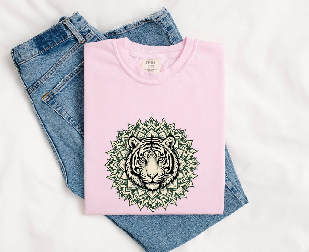 Tiger Shirt, Botanical Tiger Graphic Tee, Mandala Animal Tee