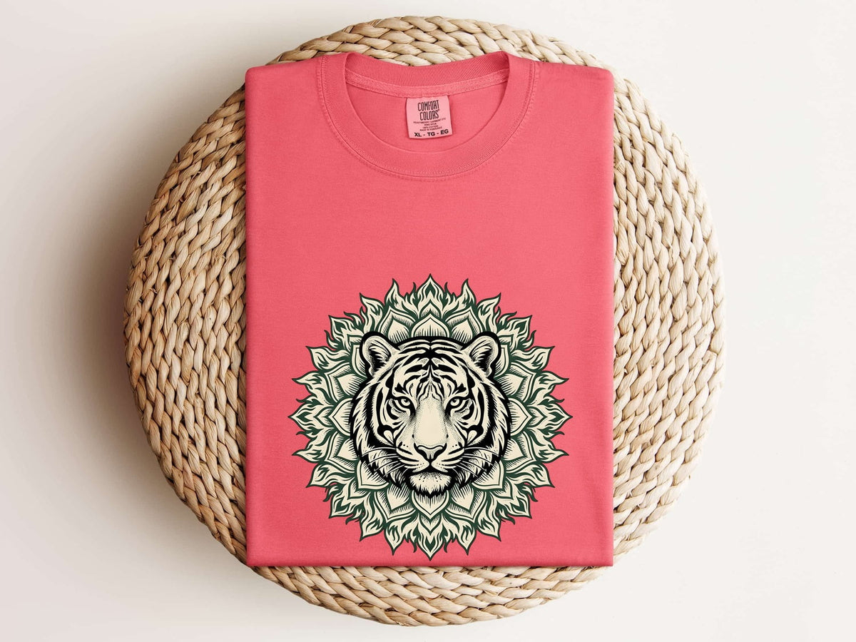 Tiger Shirt, Botanical Tiger Graphic Tee, Mandala Animal Tee