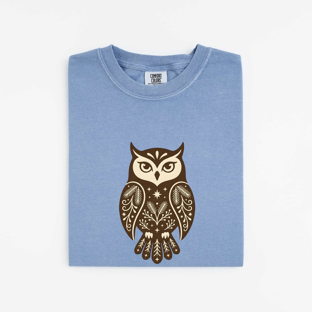 Folk Art Owl Shirt, Boho Owl Tee, Woodland Animal Tee