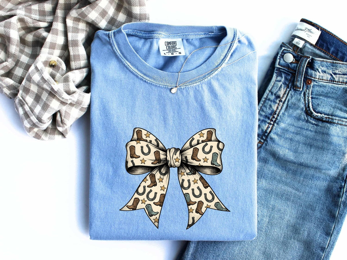 Western Bow Shirt, Horseshoe Graphic Tee, Country Girl Shirt