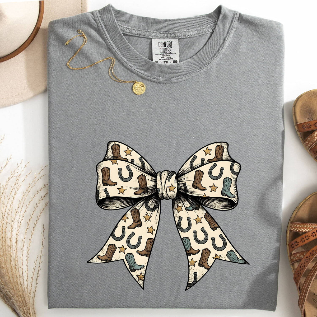 Western Bow Shirt, Horseshoe Graphic Tee, Country Girl Shirt