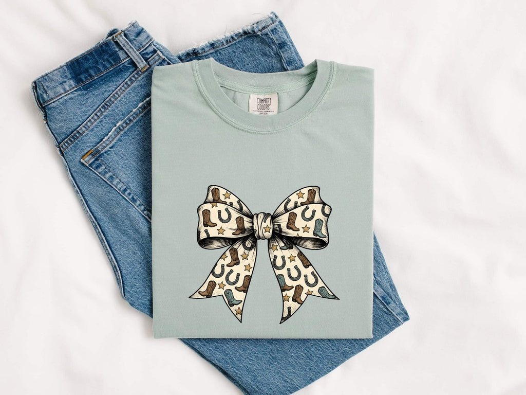 Western Bow Shirt, Horseshoe Graphic Tee, Country Girl Shirt
