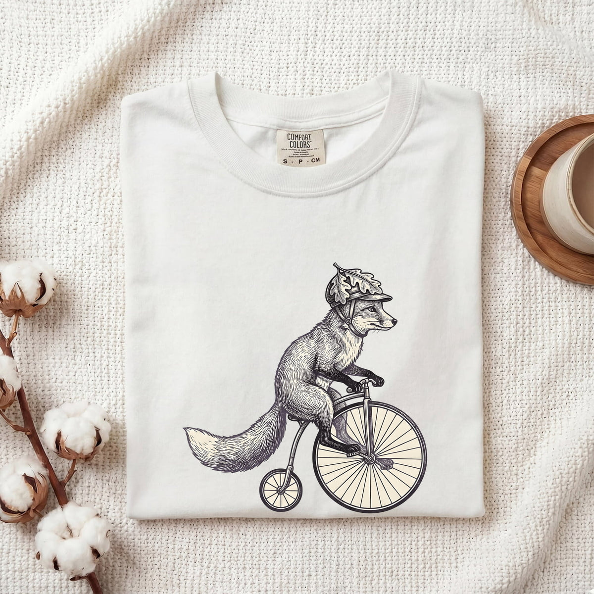 Fox on Bicycle Shirt, Funny Cycling Fox Graphic Tee, Fox Lover Gift